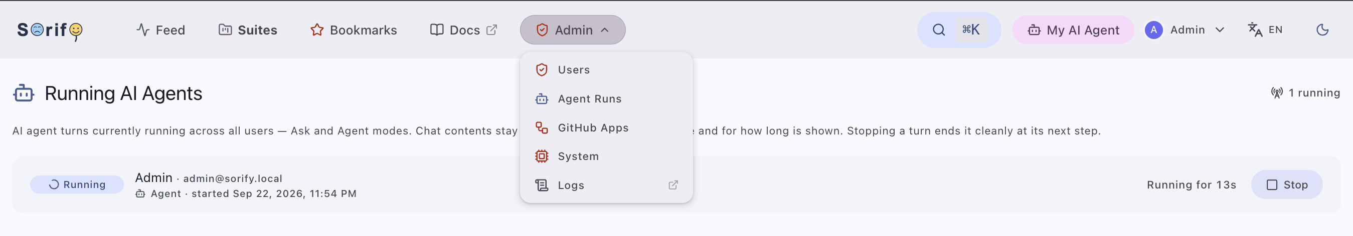 Admin panel with user management and OAuth apps